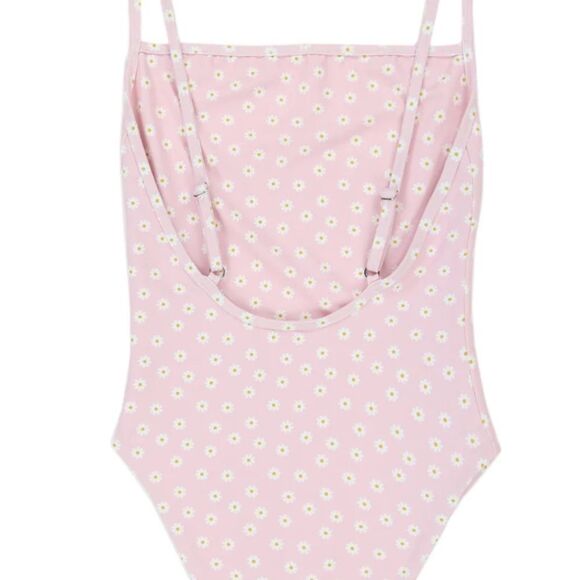 NWT - Pink Daisy One Piece with Flattering Neckline and Cheeky Coverage - Sz XL - Picture 3 of 9